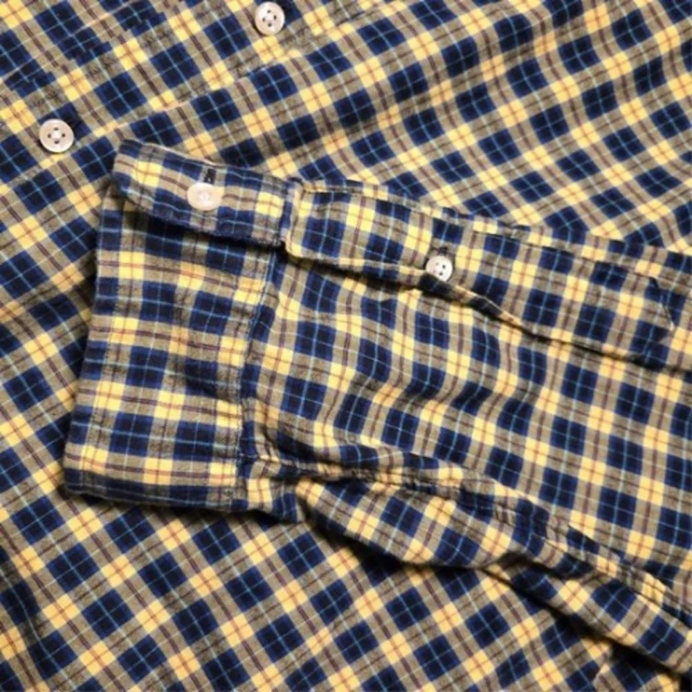 Polo Ralph Lauren Size 2X Flannel Navy Yellow Plaid Button Down Workwear Classic